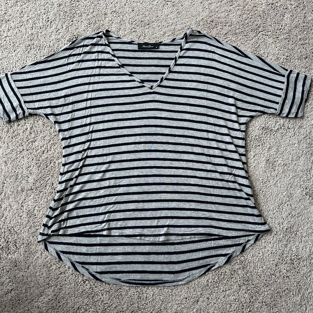 Anna Grace Striped V-Neck T-Shirt